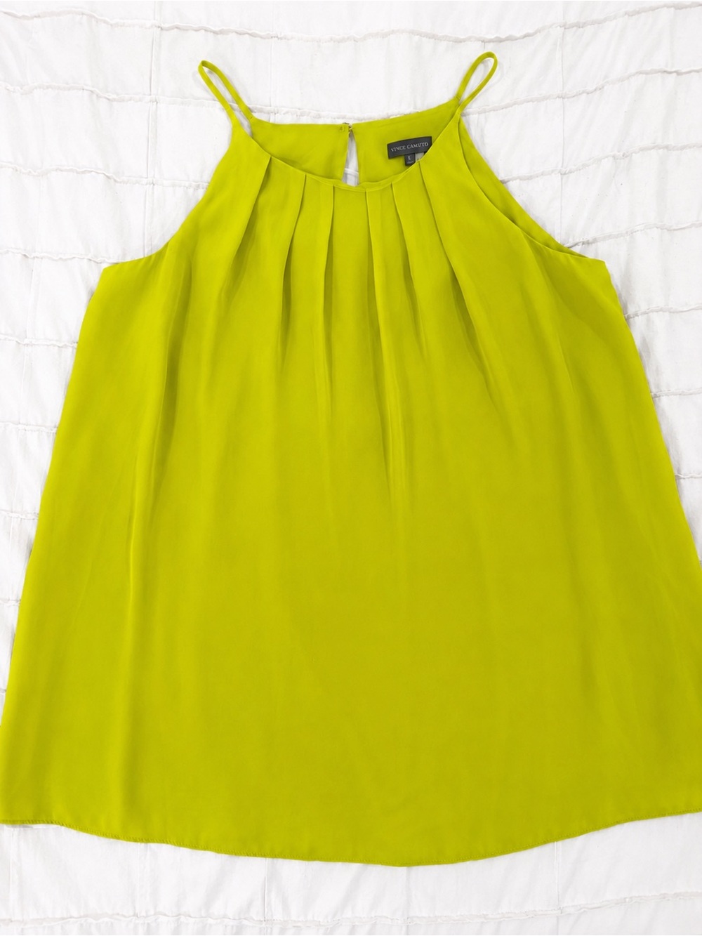 Vince Camuto Bright Lime Pleated Halter Cami